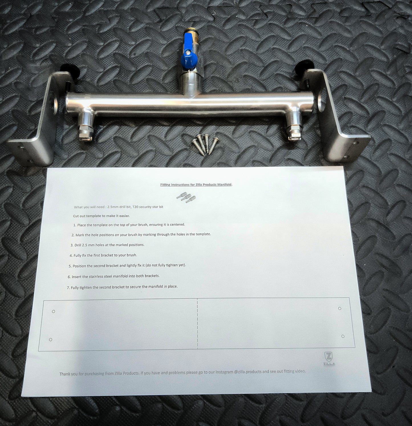 Zilla Stainless Steel Water Manifold – Brush Attachment Accessory